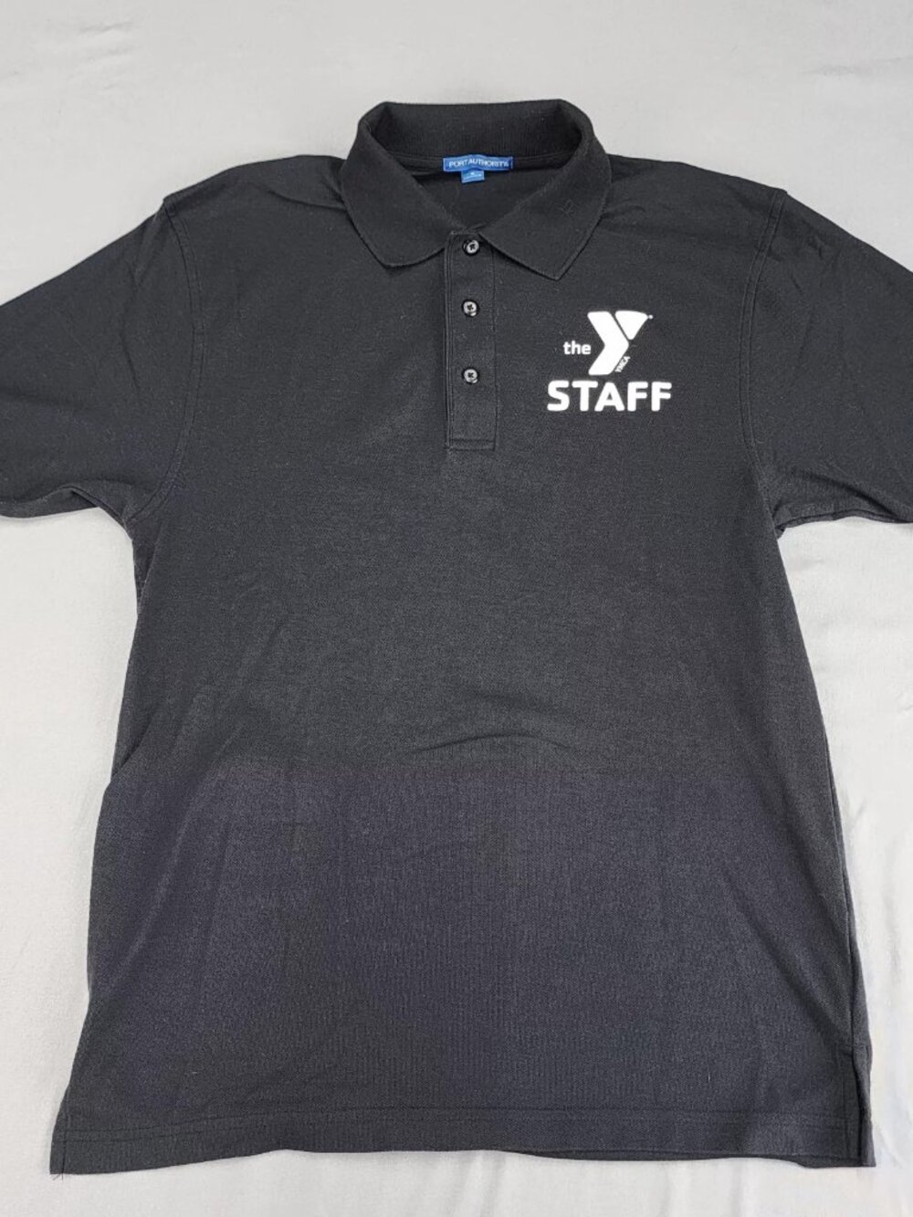 PORT AUTHORITY Polo Shirt Men's S Black Short Sleeve 'the Y STAFF' Logo